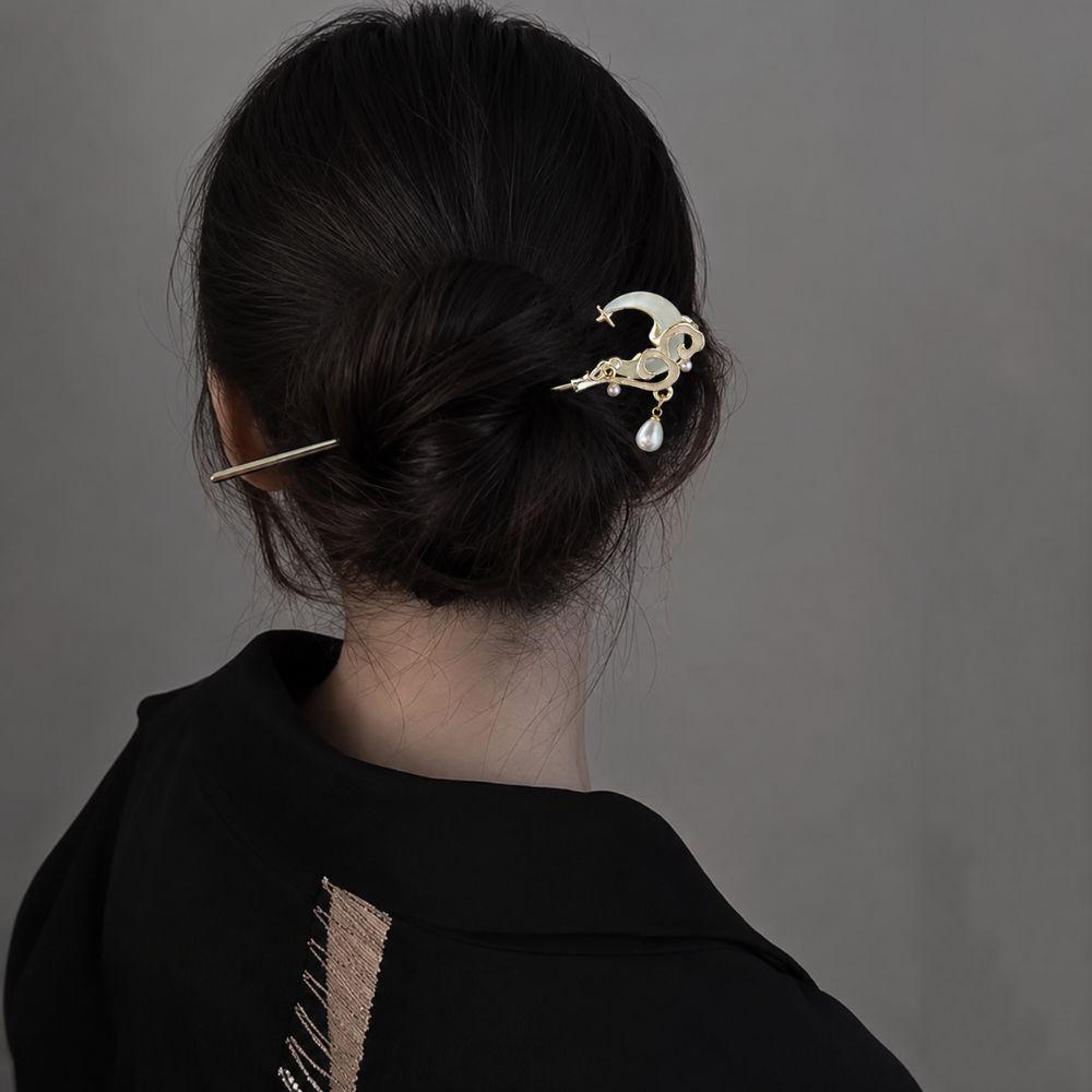 Moonlight Stone Hairpin Accessories New Chinese Style Chopstick Shaped Hairpin  For Woman Girl