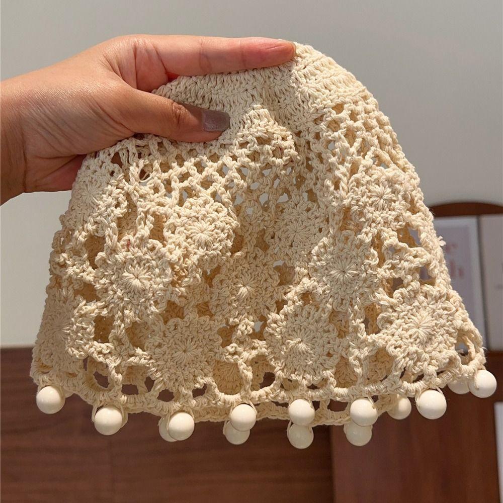 Beads Tassels Knit Beanies Sweet Weave Cap Casual Ethnic Style Hat  Outdoor
