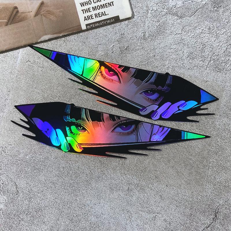Anime Augen Motorrad Aufkleber, Wasserdichte Vinyl Decals, Coole Modifikations Dekoration für Motorrad und Elektroroller