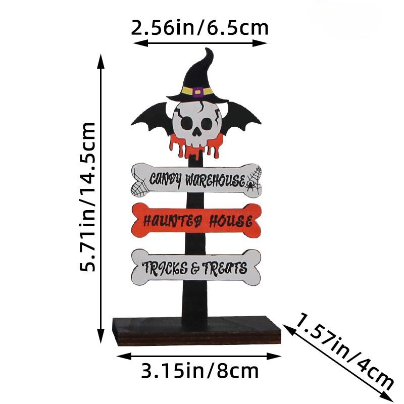 Cute Wooden Halloween Decorations Props Ghost Festival Parties Fun Directional Signs Tabletop Atmosphere Decorations