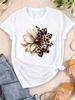 Watercolor Leopard Print Flower Women T-shirt Fashion Graphic Clothing Funny Harajuku T-shirt Female Clothes Tops