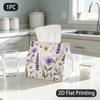 1pc Tissue Box, WATERCOLOR LAVENDER DAISIES FRESH CALMING Pattern, 2D Flat Printing, Keeps Dust Out, Take Anywhere, Napkin Box, for Social Clubs, 2D F
