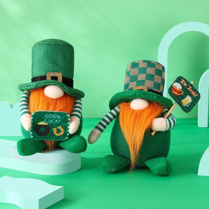 1 st St Patrick's Day Tomtar Irländsk Ansiktslös Docka Prydnader Fest Hemma Dekorationer