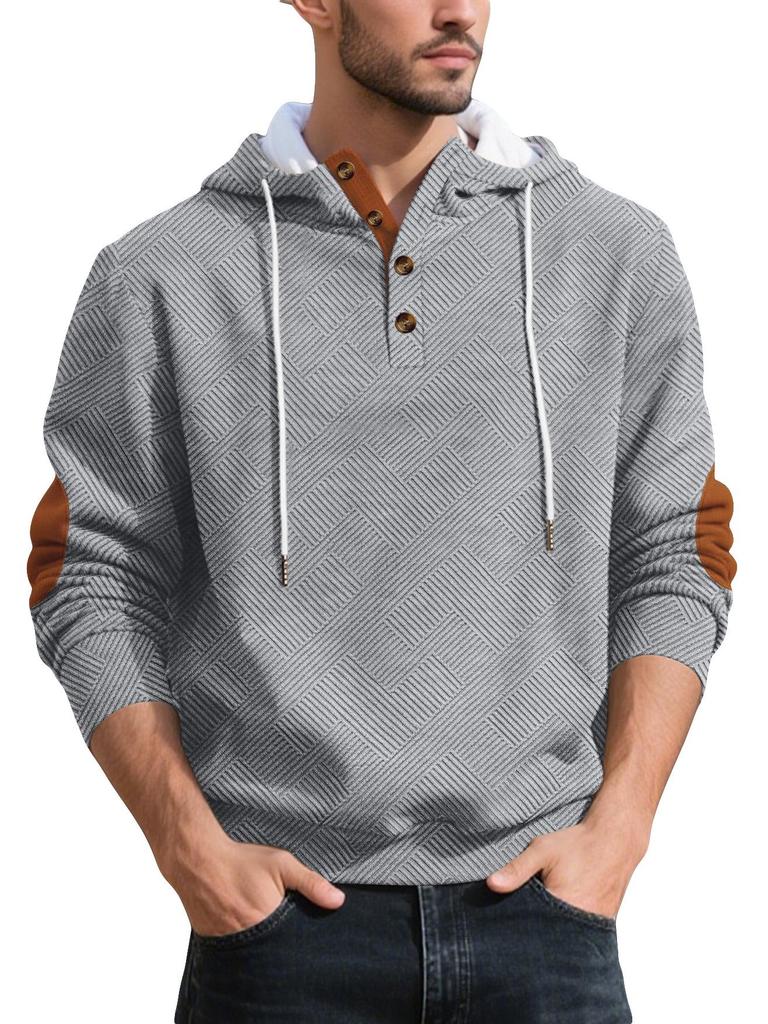 Men's Trendy Loose Hooded Jacquard Sweatshirt - Casual Long Sleeve Fashion Sportswear