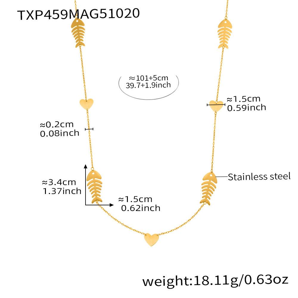 Herz Halskette Ohrringe Ring aus Edelstahl 18k vergoldet Pulloverkette Lange Halsketten Passende Ohrringringe für Frauen