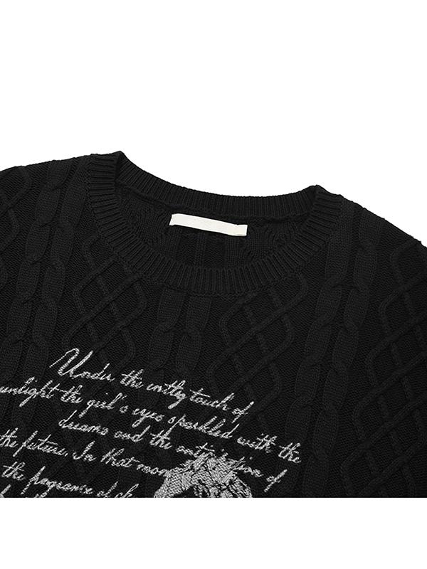 KIRSH Collection Print Scallop Knit [Black]