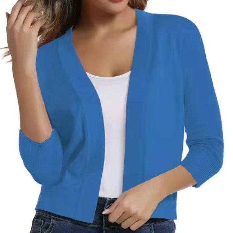 IHUASU Knitwear Women's Simple Versatile Short Jacket Autumn and Winter Knitted Cardigan