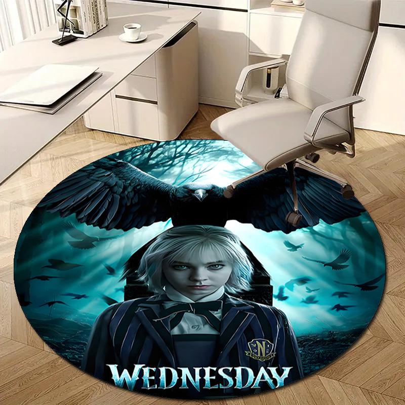 1pc Addams Family Wednesday Enid1 Design Printed Area Round Carpet for Bedroom Living Room Home Decor Rugs Mat Non Slip Mat Rug for Bedside