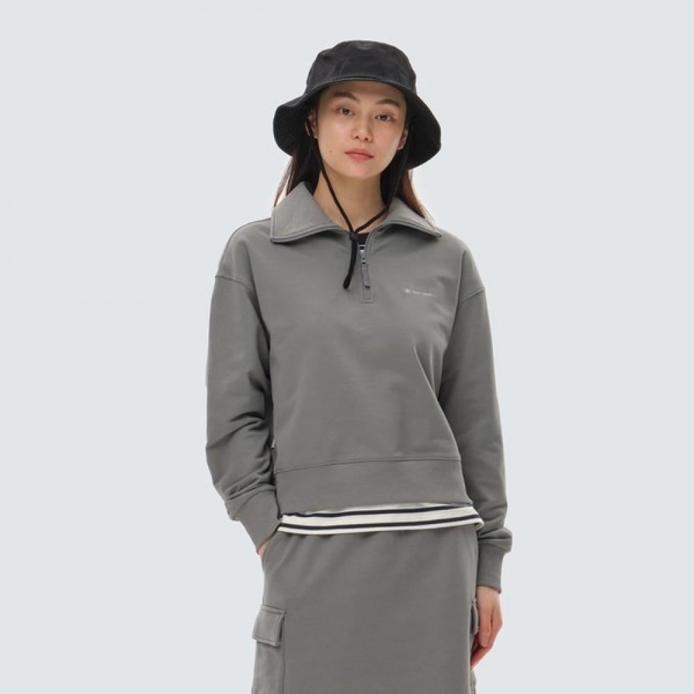 Snow Peak Women S Land Half Zip Semi Crop SweatShirt S24Swfzt51