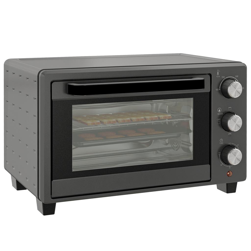 21L Mini Countertop Oven, 100 degrees C-230 degrees C Adjustable Temp - Grey