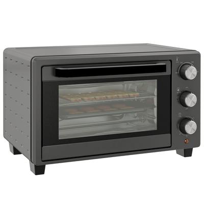 Mini Oven, 21 L Toaster Oven with 1 Wire Rack and 1 Baking Tray, 3 Cooking Modes, 100 Degrees C-230 Degrees C, Stainless Steel, Glass, Grey