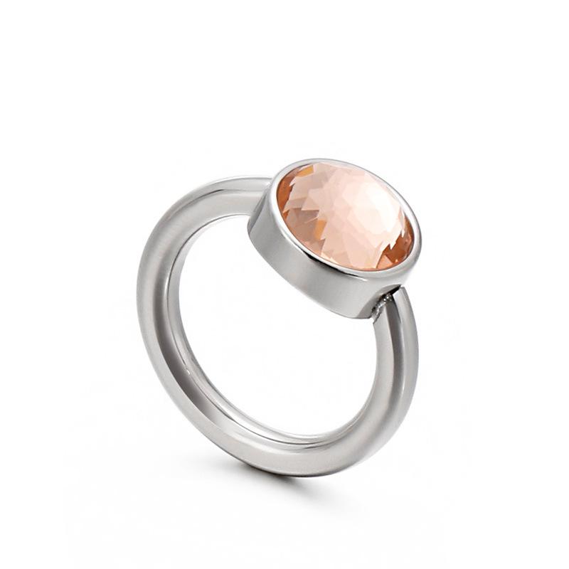 Korean Titanium Steel Crystal Multi-Color Cat's Eye Stone Ring