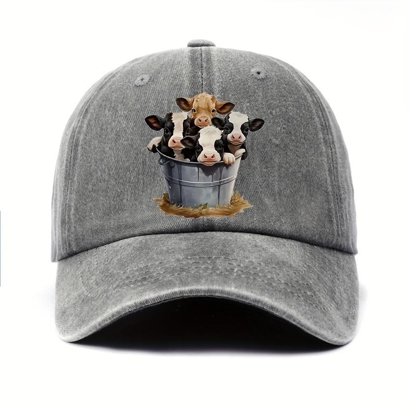 Cute cow print baseball cap with adjustable brim for outdoor sun protection and casual duckbill cap suitable for men and women