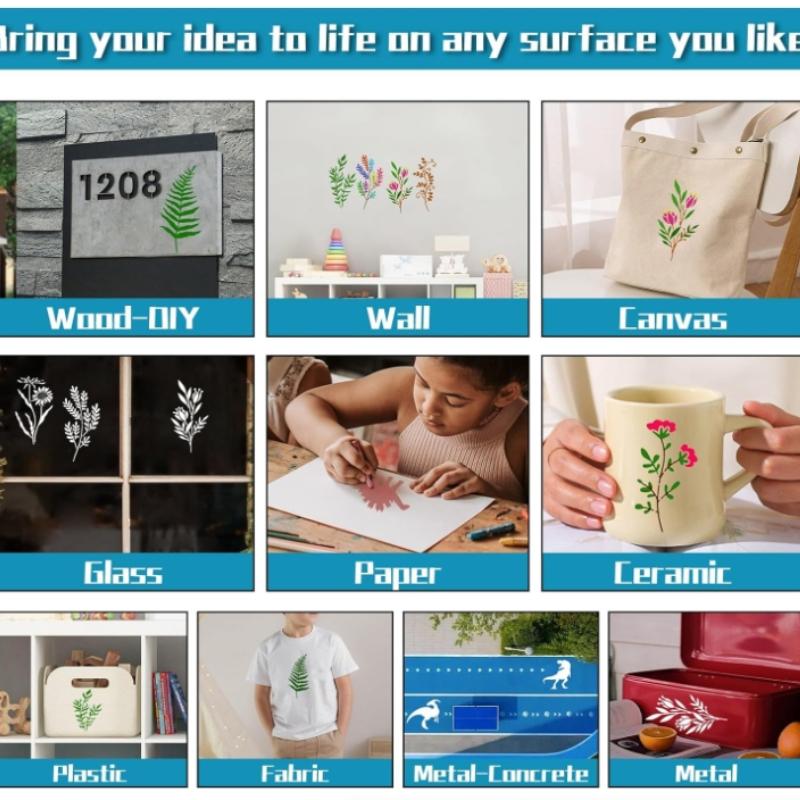 Cross-border 18 Plant Tranquil Environment, Flower Leaves Hollow Painting Template, Painted Inkjet Wall DIY Decoration