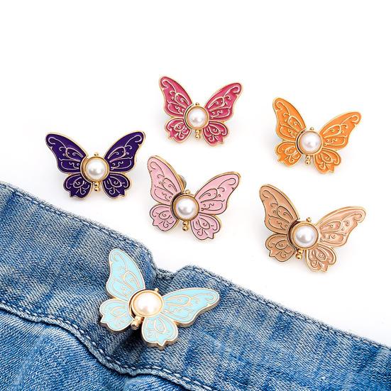 Pants Waist Tighteners No-Sewing Butterfly Flower Buttons Pins Adjustable Waist Buckle Extender Pants Waist Clip for Loose Jeans Skirts