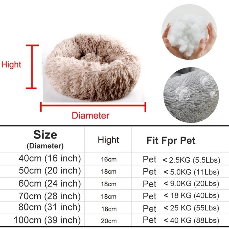 Round Pet Bed for Large Dog Bed Donut Long Plush Cat Bed for Medium Dog House Winter Warm Sleeping Pet Kennel Removable Dog Sofa