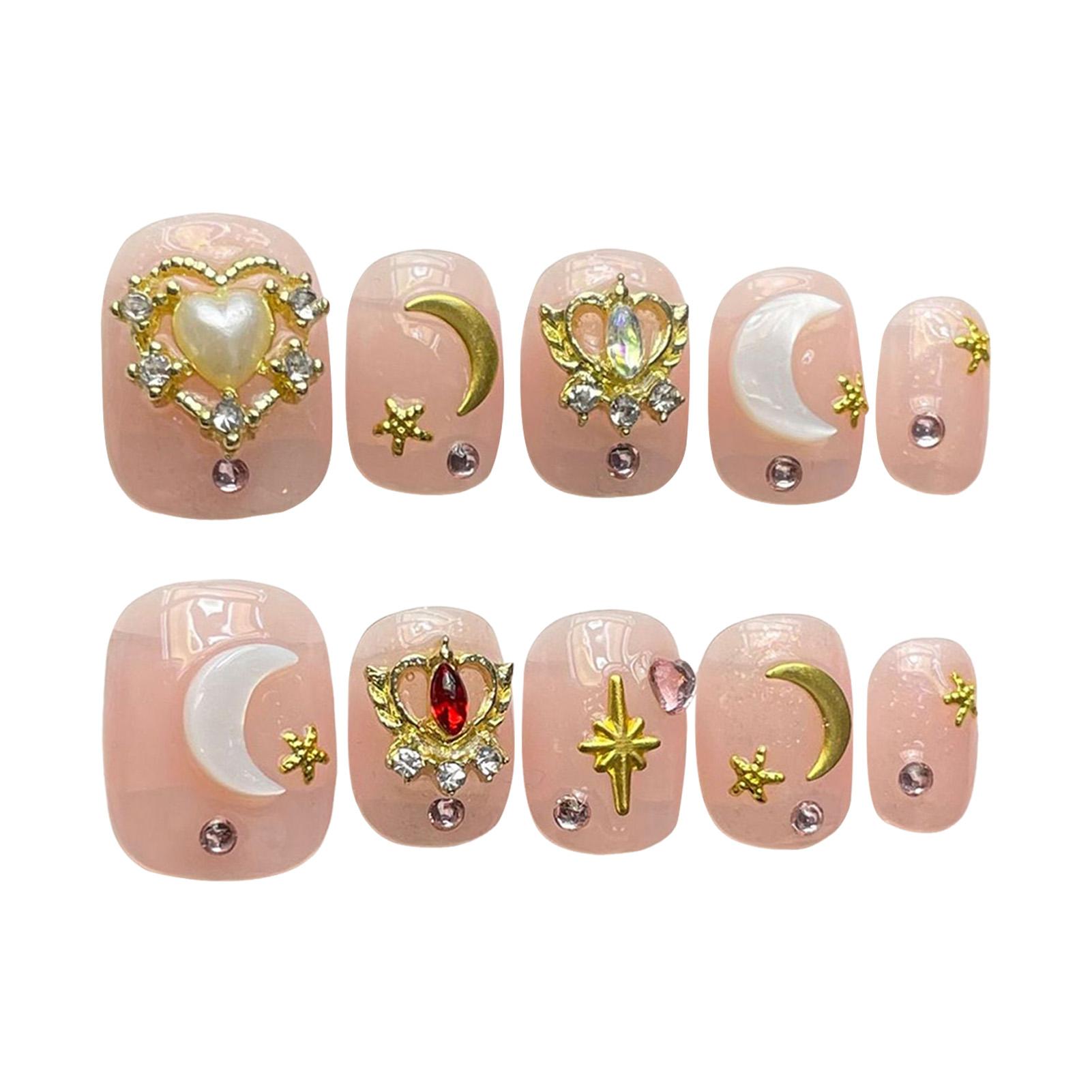 10Pcs Short Sailor Moon Style Handmade False Nails for Women L лиловый