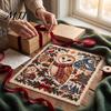 Home Decor Embroidery Patterns Christmas Animal Cross Stitch Kit, Holiday Starter Seasonal Needlepoint Pattern, Festive Craft Kit for Adults