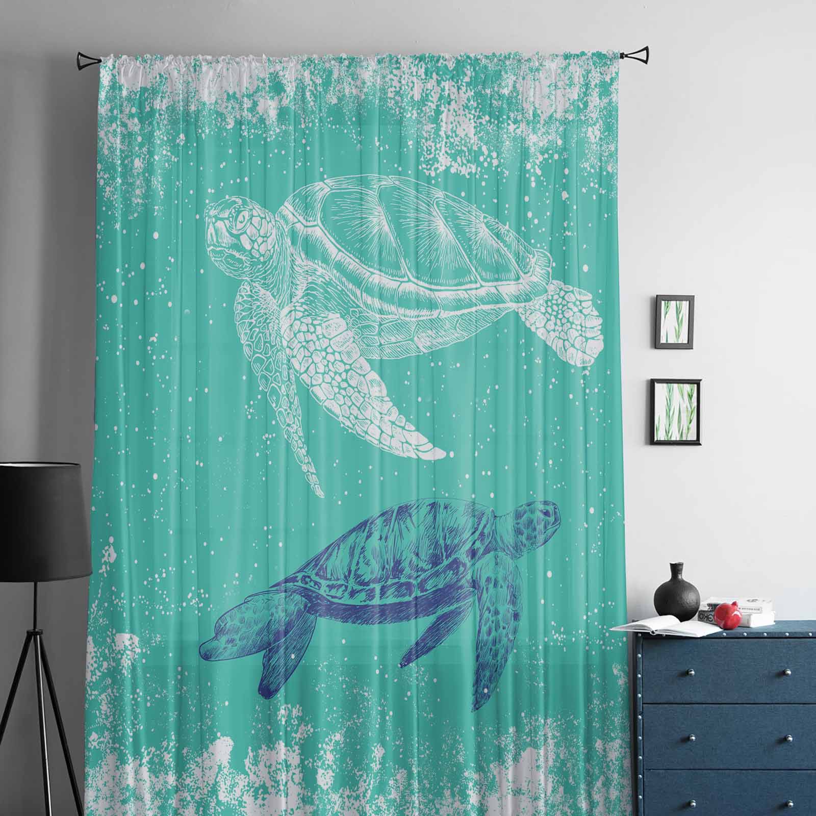 Зеленая черепаха летние снежинки оконные тюлевые шторы для гостиной спальни отеля — фото 2