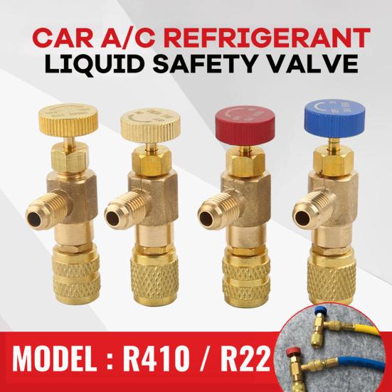 R410/R22 Safety Valve Sealed Brass 1/4 5/16 Inch Air Conditioning Charging Hose Valve Adapter Refrigeration Tool Air Conditioner