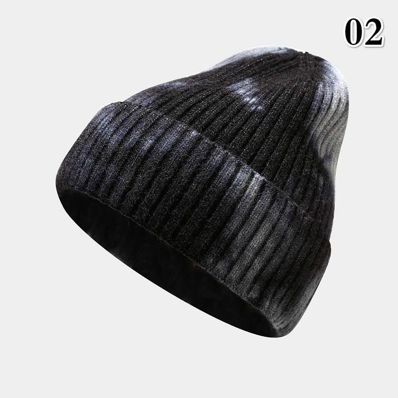 Damen Batik-Pullovermütze Herbst und Winter Gerollte Spitzmütze Warme Outdoor-Beanie Wollmütze