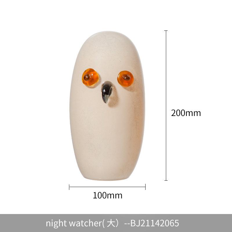 Glass Craft Cartoon Owl Artificial Animal Sculpture Abstract Bird Glassware Decorative Figurines Home Decoration Accessories