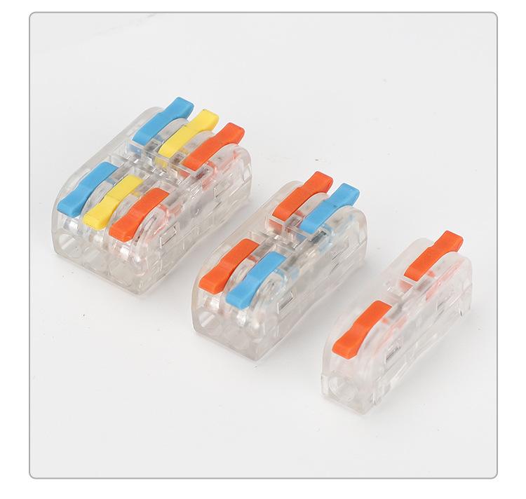 Push-Type Mini Terminal Block Splitter: 2-In/2-Out Quick Downlight Power Wire Connector