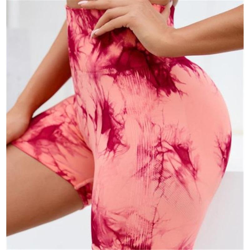 Women's Tight Fitting High Elastic Tie Dye High Waist Hip Lifting Yoga Pants Sports Fitness Tight-fitting Shorts