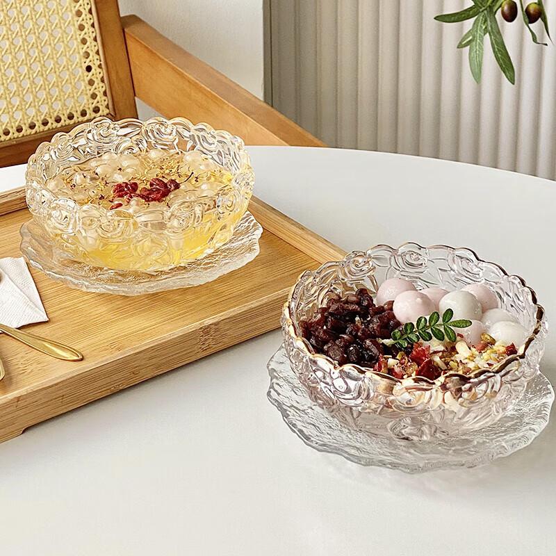 Wuhe European Glass Dessert Bowl and Plate Set
