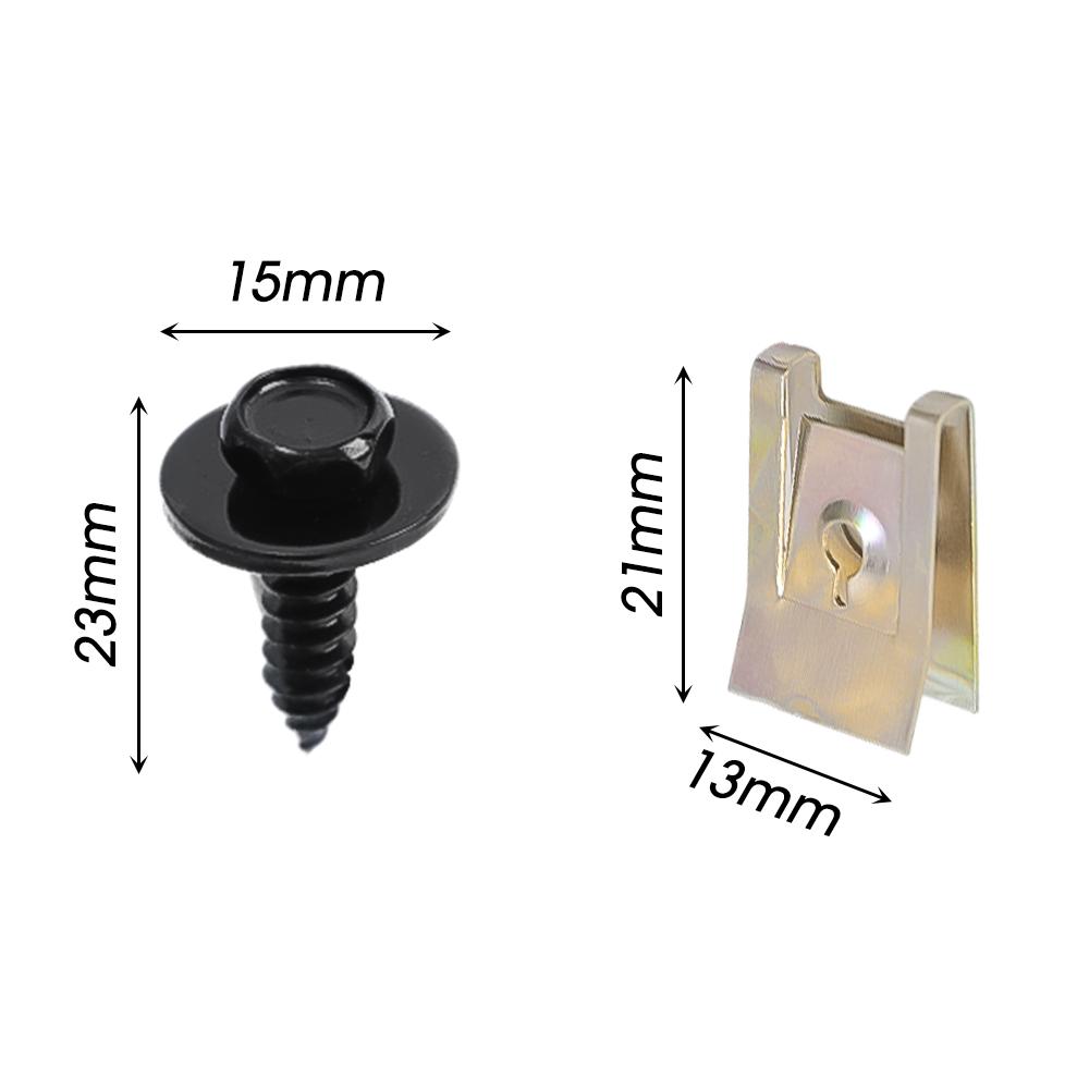 Car Trim Retainer U Clip Self Tapping Screw Auto Bumper Fender Liner Shield Fixing Gasket Metal Fastener for BMW E60 F20 MINI 10x Clips 10x Screws