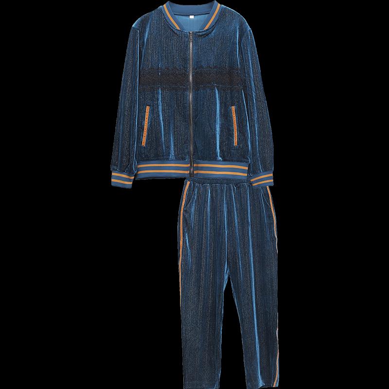 Women's Gold Velvet Autumn Sportswear Set