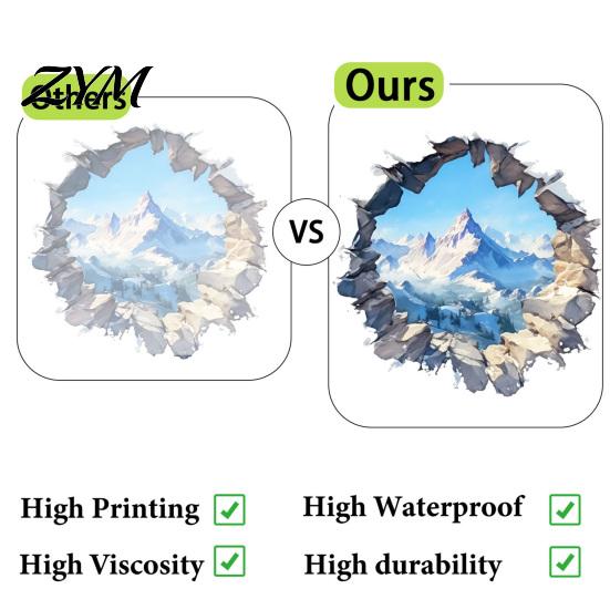 Landscape Wall Covering Snow Peak Sticker, 3D Decorative Decal, Durable Waterproof Mural for Bathroom PVC Window Film, Living Room Bedroom Large