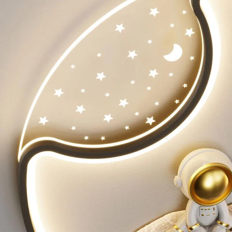 2025 New Round LED Ceiling Light for Children Creative Home Moon Astronaut Light Dreamy Bedroom Girl Kewei Princess Light