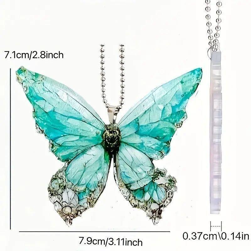 Crackle Green Elegant Butterfly Acrylic Car Accessory Decorative Hanging Gift Idea
