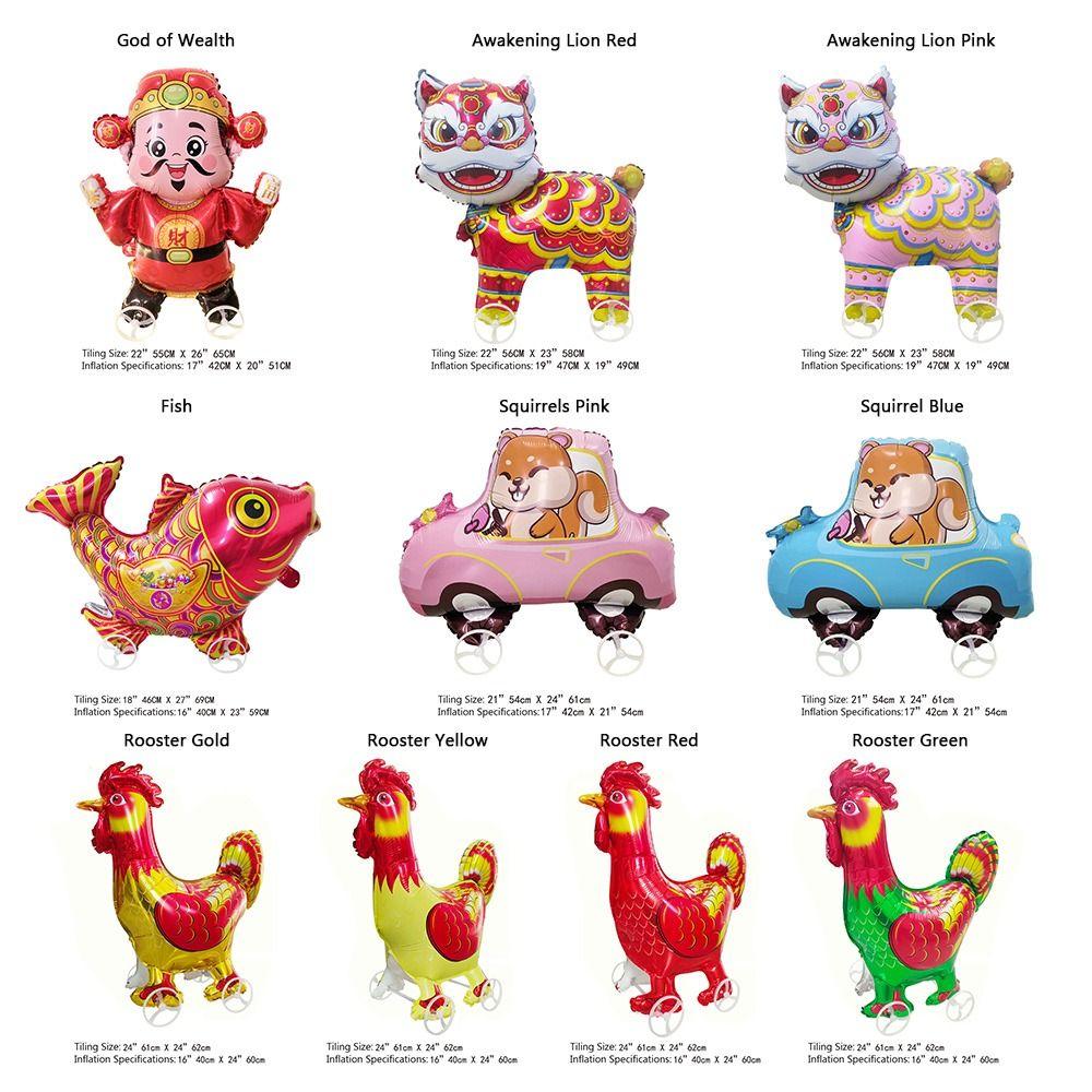 Large Size Walking Balloon Cartoon Animal Foil Balloons Balloon With Wheel  Scene Decoration