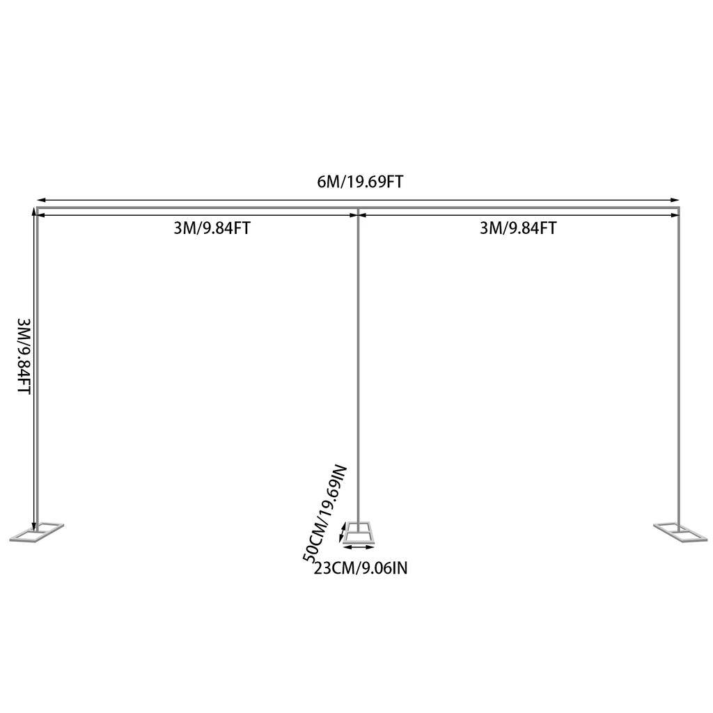 3x6m/10x20ft Metal Wedding Arch Stand,Heavy Duty Photography Backdrop Curtain Frame Balloon Flower Decoration Rack Plant Support
