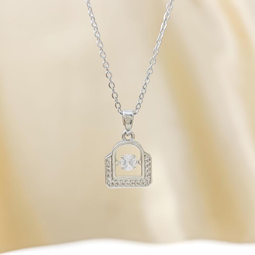 Elegant Love Lock Pendant Necklace for Women - High-End Luxury Clavicle Chain, Versatile Square Design