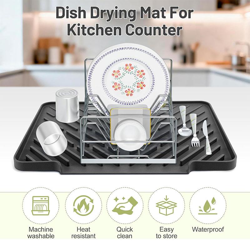 Antypoślizgowa, żaroodporna podkładka do suszenia naczyń Silikonowa podkładka pod garnki, naczynia, kubki Podkładka na stół Taca amortyzująca Ociekacz z szerszym odpływem