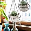 Iron Hanging Planter Hanger Round Plant Hanger Pot Tray Rope Hanger Flower Pot  Balcony