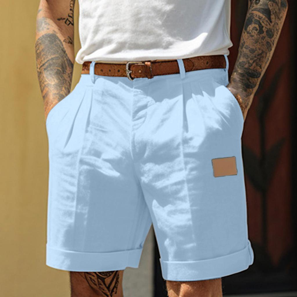 Pantaloncini Casual da Uomo Con Comode Tasche Leggere a Bottone e Pantaloncini da Spiaggia Monocromatici