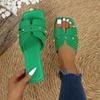 South East Asia Women's Solid Color Large Size Rivet Slippers Casual Square Head Open Toe Flat Bottom Summer Light Beach Shoes