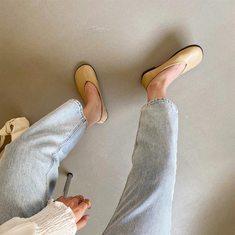 IPPEUM Women Mary Janes Shoes Ballet Flats Black 2025 New Soft Women Leather Ballerina Shoes