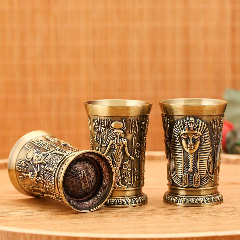 Ev Dekor Vintage Mısır Şarap Kadehi Küçük Metal Kokteyl Viski Bar Bardağı