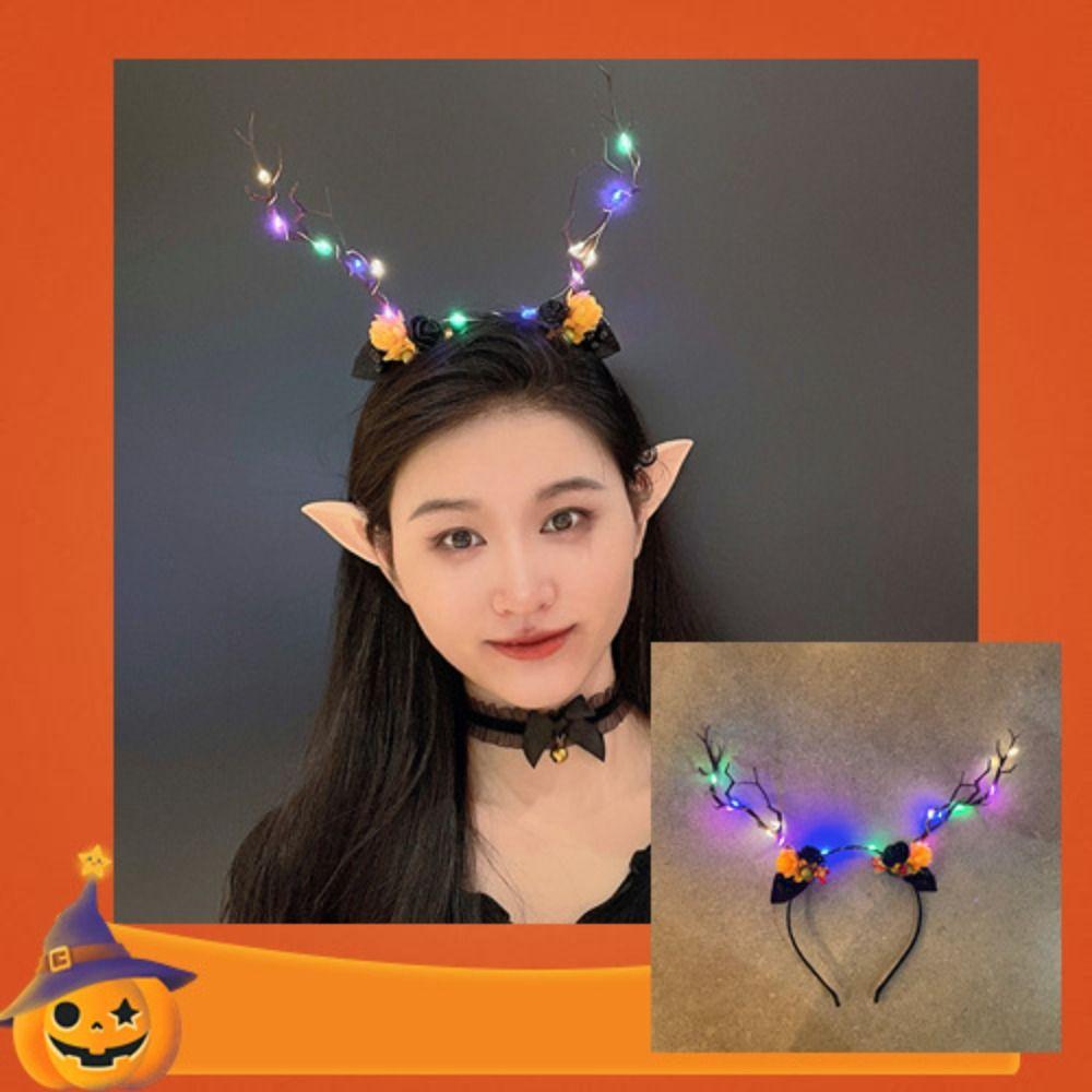 LED Fairy Deer Ear Headband Pumpkin Kids Head Wear Festival Decoration