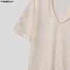 INCERUN Oversized Men Deep V Long Sleeve Hollow Loose T-shirts Tops