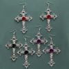 Gothic Dark Rose Cross Earrings Pendant with High-end Aesthetic