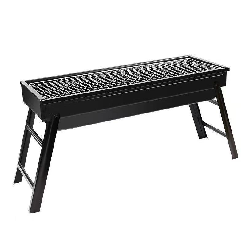 Portable Outdoor Folding Charcoal BBQ Grill with Skewer Rack for Camping