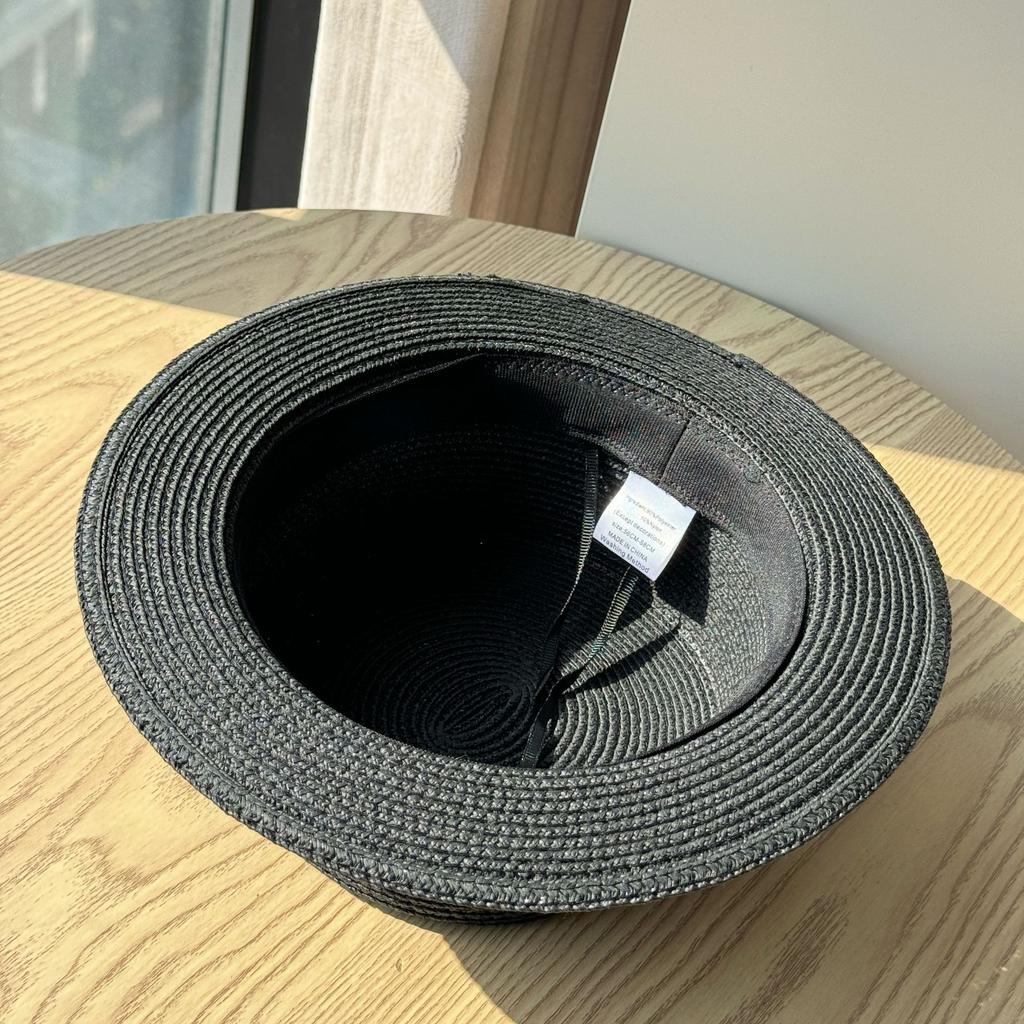 Female Elegant Top Hat French Big Head Circumference Hat Flat Top Straw Hat Seaside Vacation Sun Hat