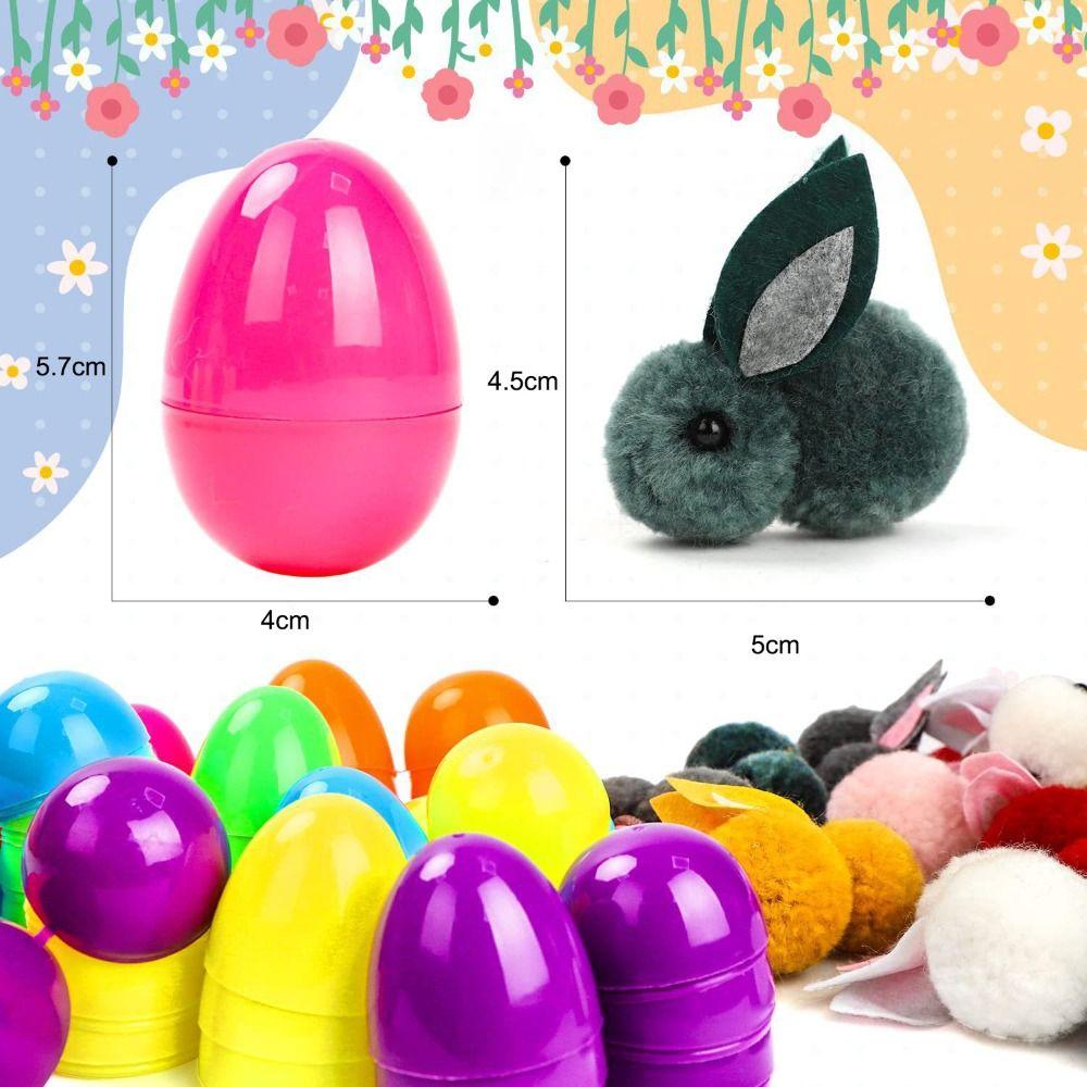 24/48Pcs Plastic Easter Egg with Rabbit Figure Creative Fashion Easter Basket Filler Egg Cartoon Hunt Games Supplies