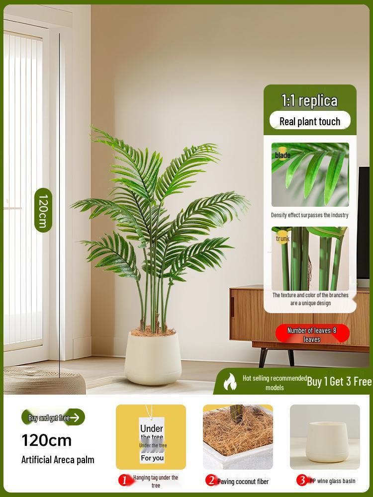 Luxury Fishtail Palm Artificial Tree for Indoor Living Room Decor - Bionic Green Plant In Pot for Floor Landscaping.